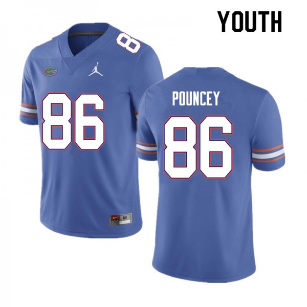 Youth #86 Jordan Pouncey Florida Gators College Football Jerseys Blue